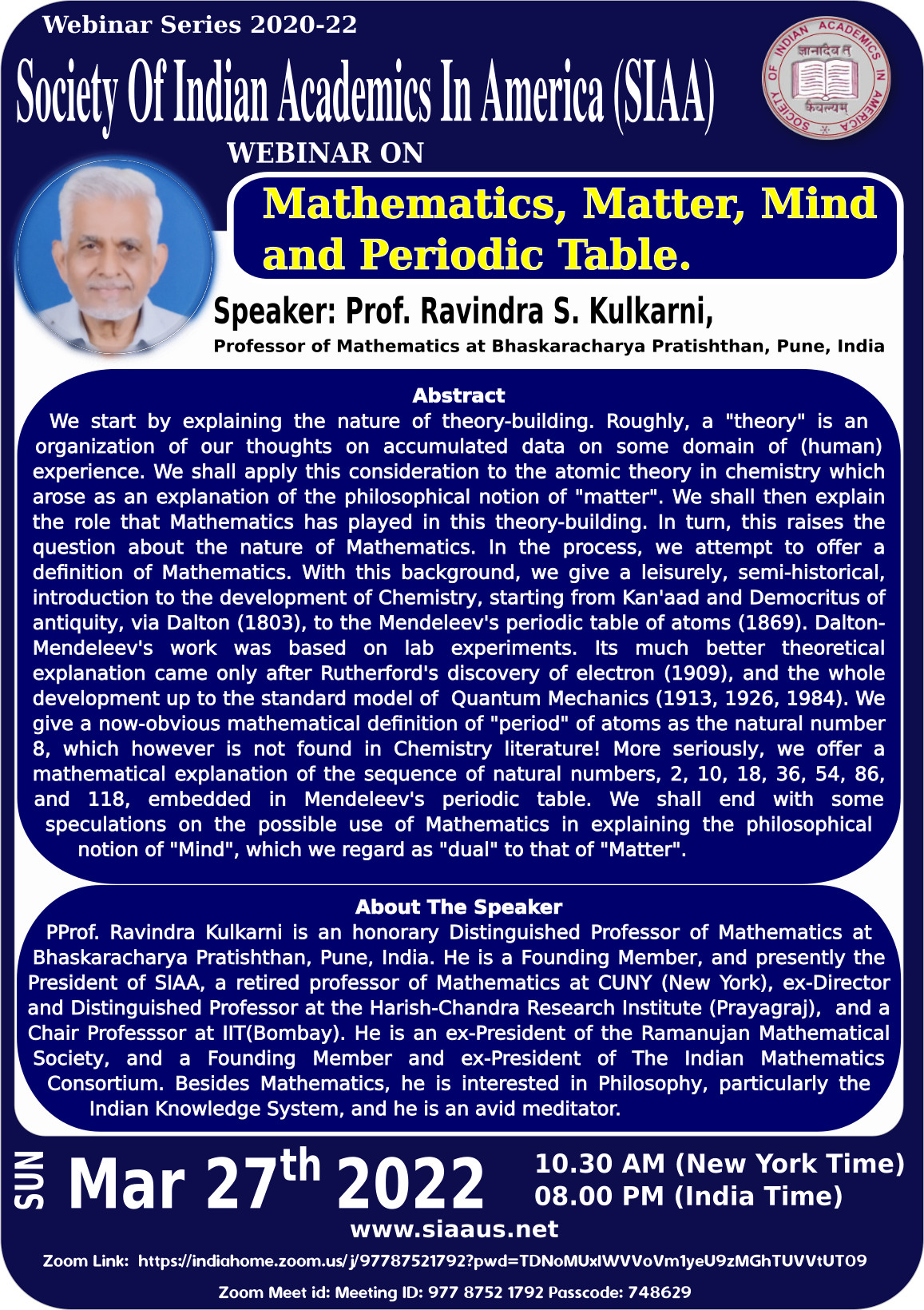 webinar poster mar 2022 - Mathematics, Matter, Mind, and Periodic Table