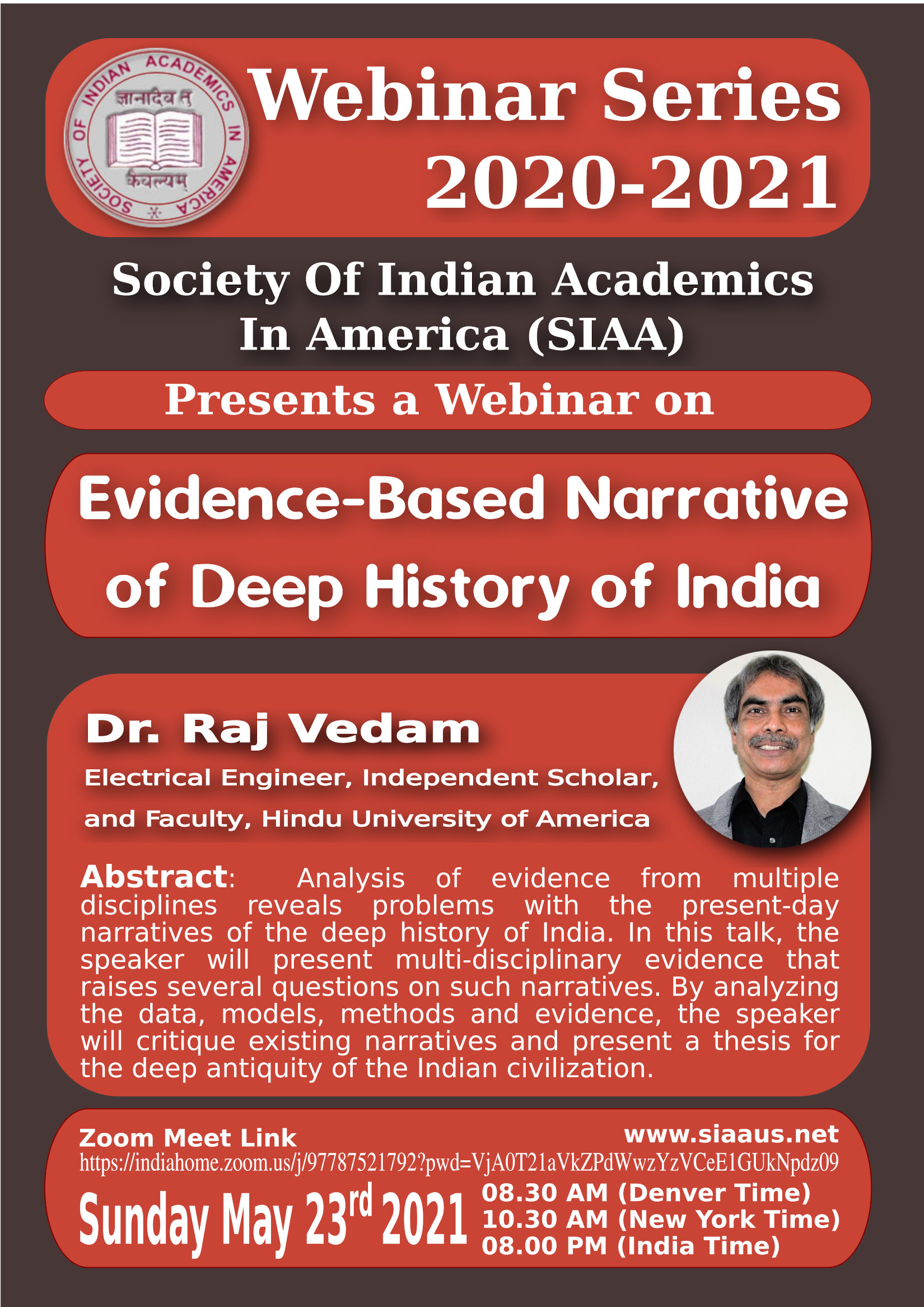 webinar poster may 2021 - Evidence-Based Narrative of Deep History of India
